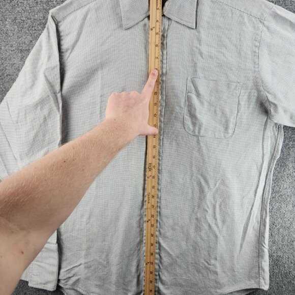 Faconnable USA Cotton Check Large 16.5 Black Shirt Men Button Up French Cuff - Picture 11 of 16